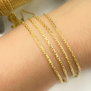 14k Solid Yellow Gold Box Link chain by Foot